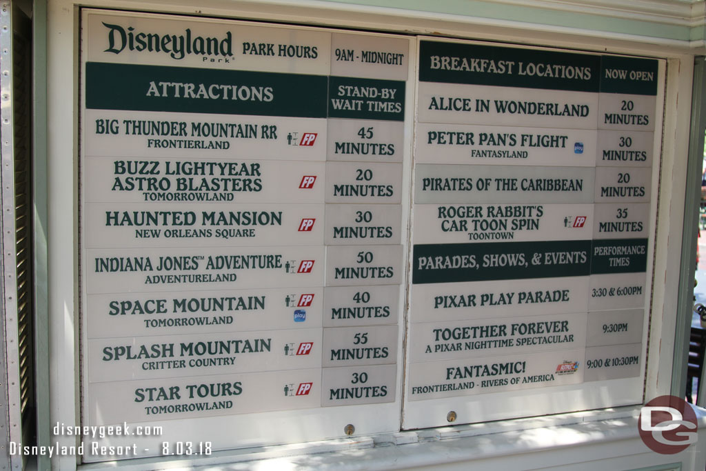 Disneyland wait times at 1:33pm