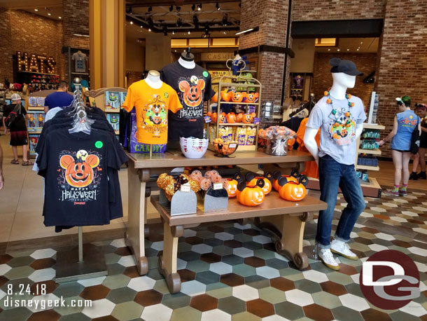 World of Disney has Halloween merchandise at the entrance closest to Starbucks.