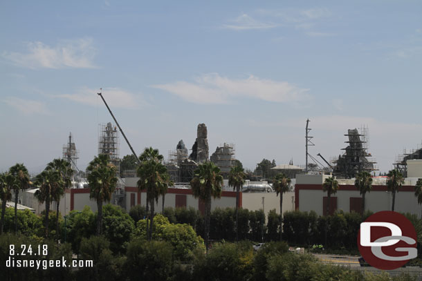 A view of Star Wars: Galaxy's Edge  from the Mickey and Friends Parking Structure