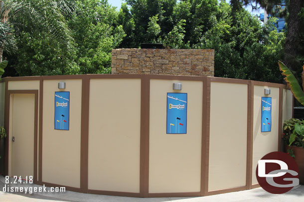 Walls up around the fire place area near Trader Sams.