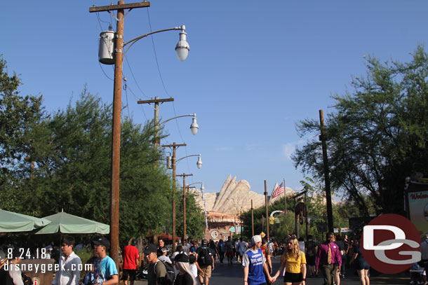 Poles are in to support Halloween and Christmas decorations on the right side of Route 66.