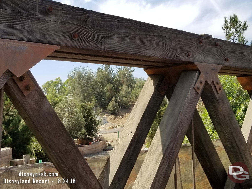 From the train a quick glimpse of the walkway to Black Spire Outpost taking shape.