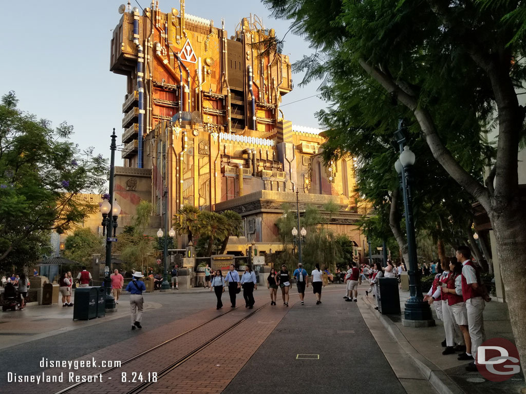 This was different.. cast members taped off a small square in the street.  Then when guests stepped in it they cheered from the sidewalk.