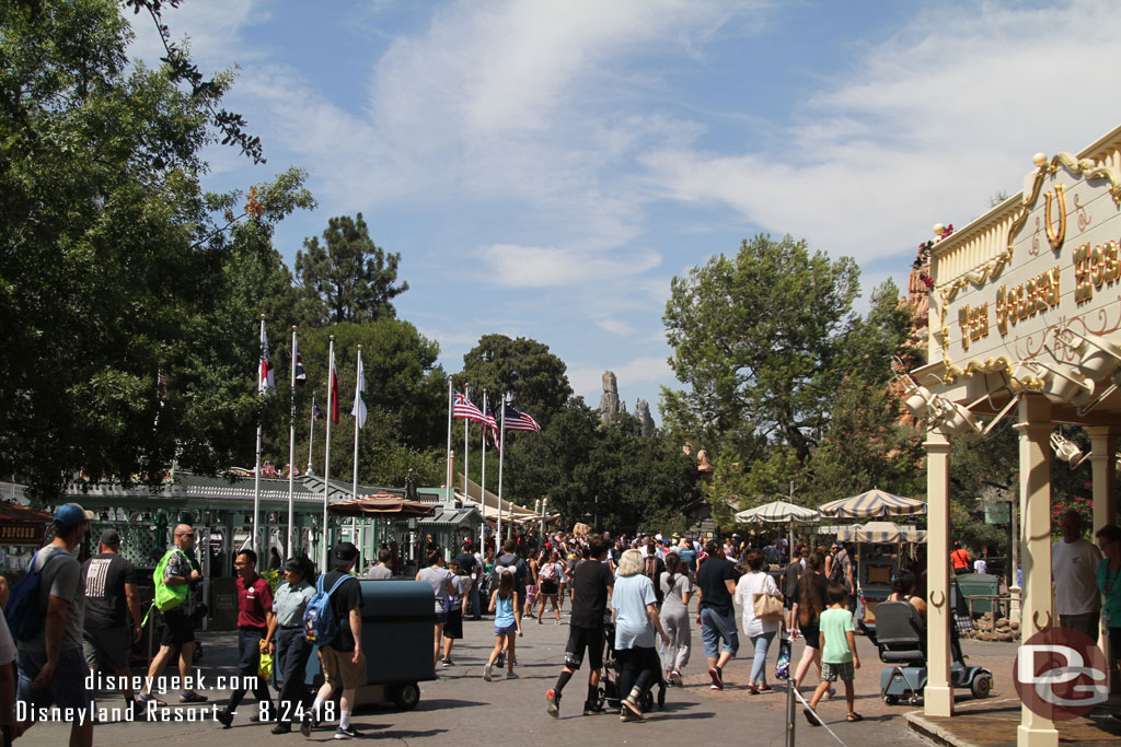 Black Spire Outpost rising beyond Frontierland.