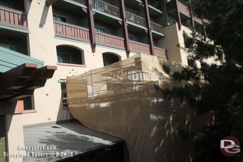 Renovation work on the front of the Grand California