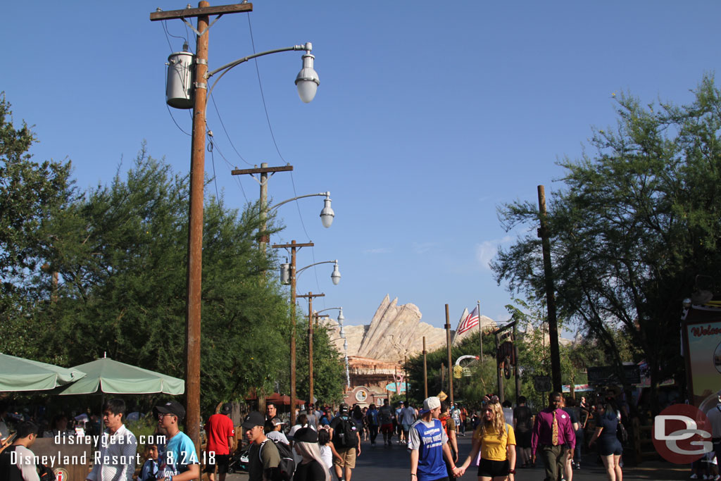 Poles are in to support Halloween and Christmas decorations on the right side of Route 66.