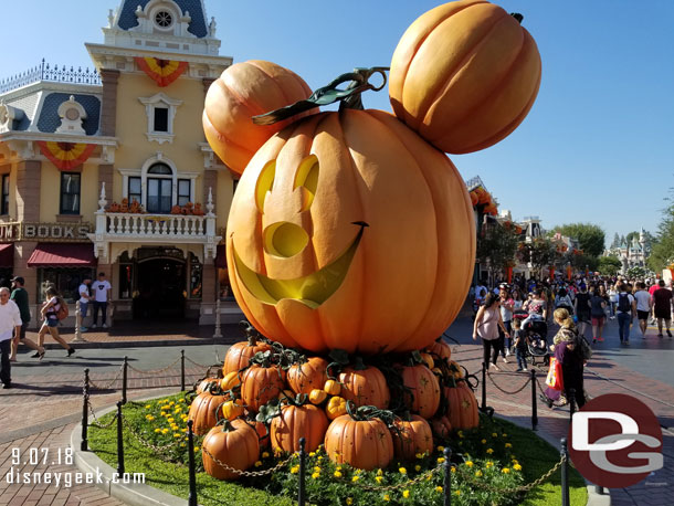 The giant Mickey pumpkin in Town Square.