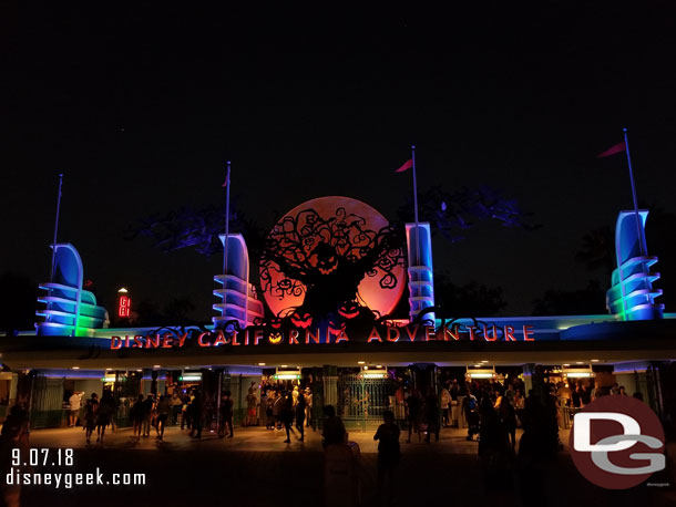 Disney California Adventure Halloween Time entrance decorations.