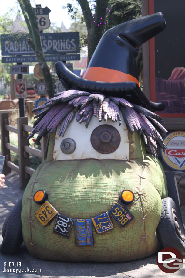 The residents of Radiator Springs are once again celebrating Haul-O-Ween.  The scare car is out front.