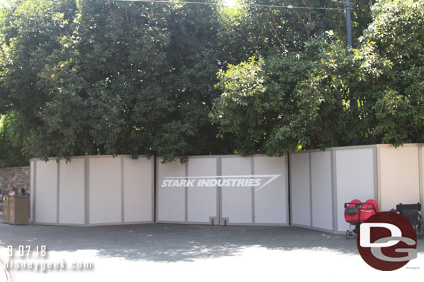 Jumping around to Hollywood land now.  The walls on that side feature a Stark Industries logo.