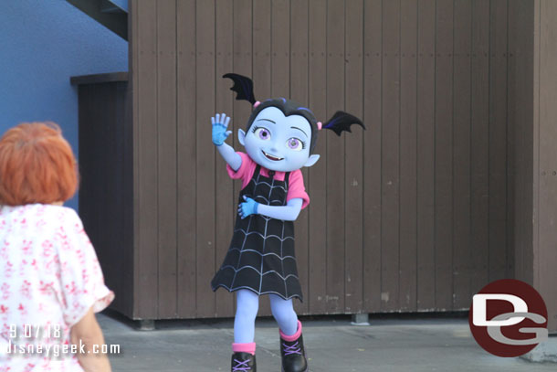 Vampirina arrived at Disney California Adventure today and is meeting guests in the queue are for the Sunset Showcase Theater.