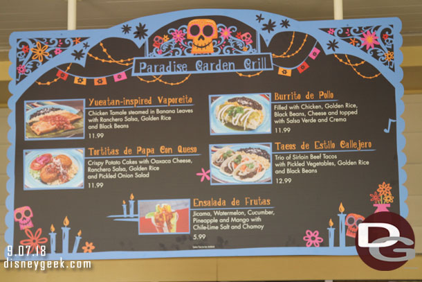 The Paradise Garden Grill Menu