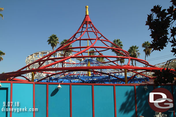 Scaffolding is removed around Jessie's Critter Carousel.  Target opening is still listed as 2019, but it looks like the repainting is complete.