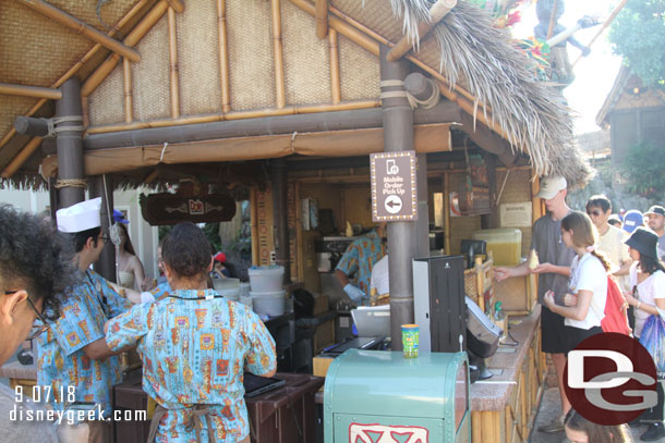 Mobile ordering has been added to the Tiki Juice Bar.  The side facing the Tiki Garden was for pick up only this afternoon.