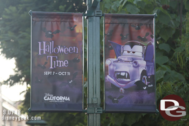 Halloween Time banners line Downtown Disney.