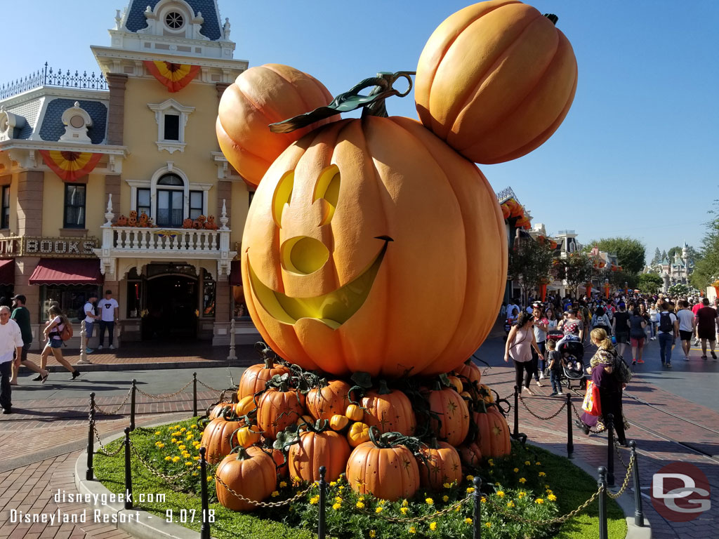 The giant Mickey pumpkin in Town Square.