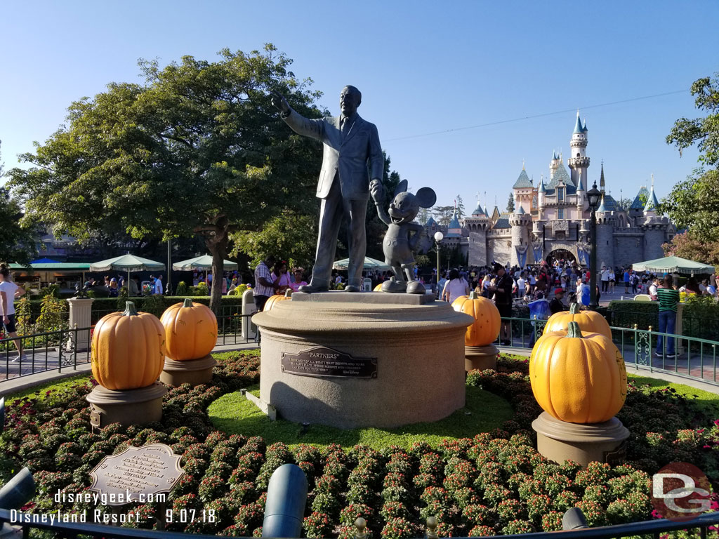 The partners statue is surrounded by pumpkins as usual.