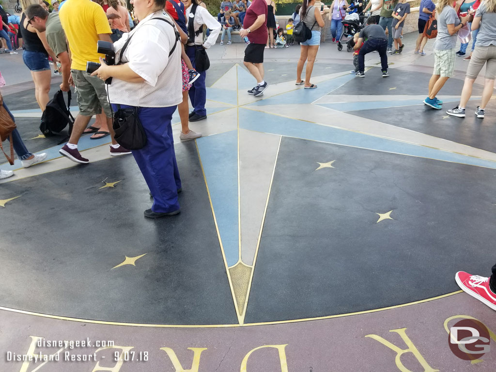 The compass in front of Sleeping Beauty Castle has been renovated recently.  Too many guests for a good picture.