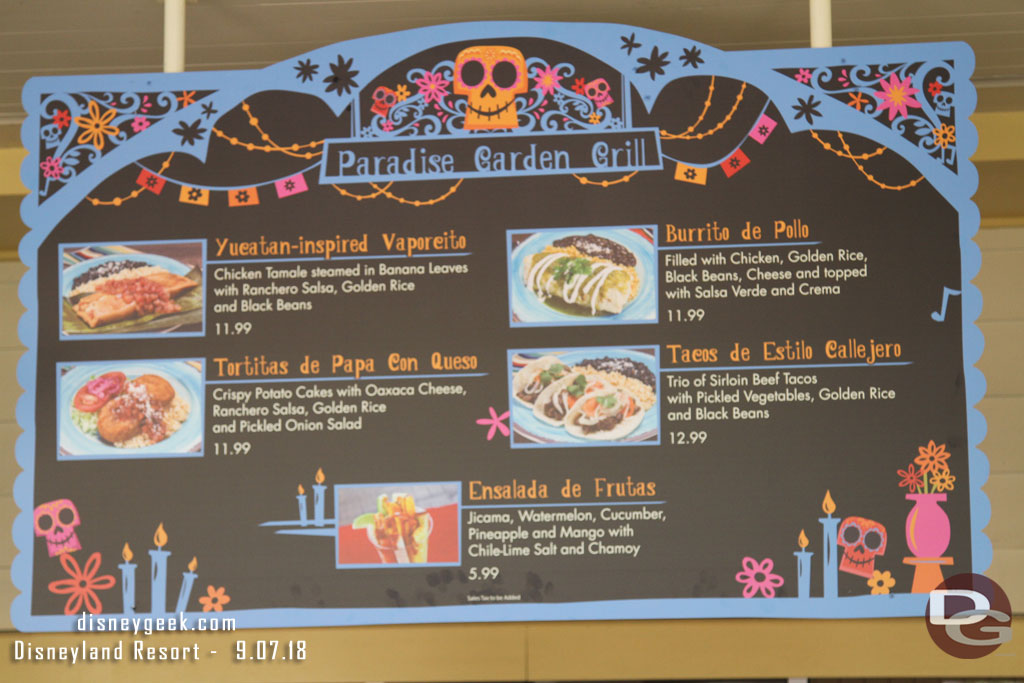 The Paradise Garden Grill Menu