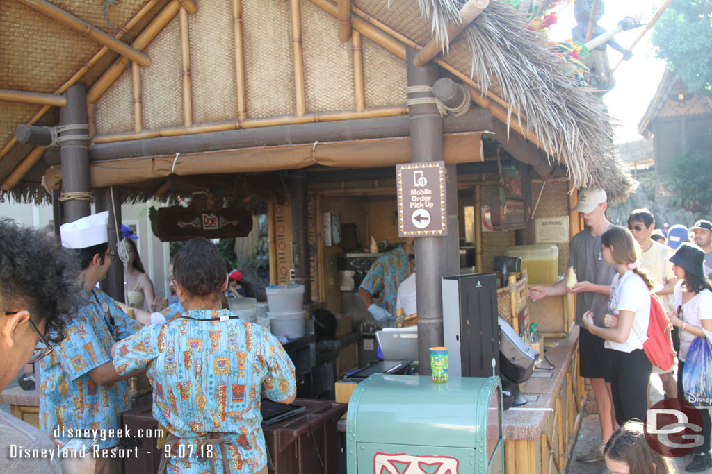 Mobile ordering has been added to the Tiki Juice Bar.  The side facing the Tiki Garden was for pick up only this afternoon.