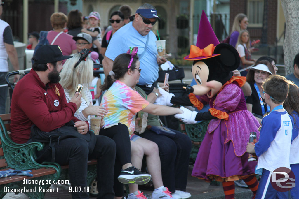 Minnie Mouse was walking the parade route greeting guests (Pluto was too).