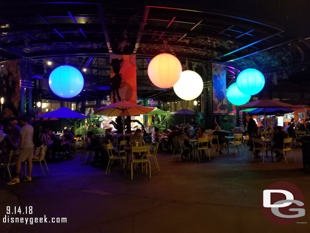 The food truck eating area.