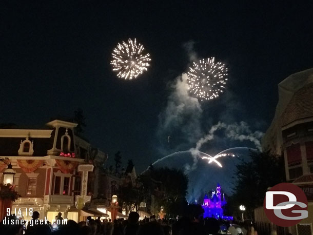 The Mickey firework effect did not work properly again.  But Tinker Bell was part of the show this week.