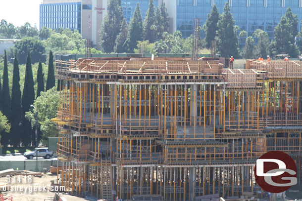 A closer look.  Workers on the fifth level.