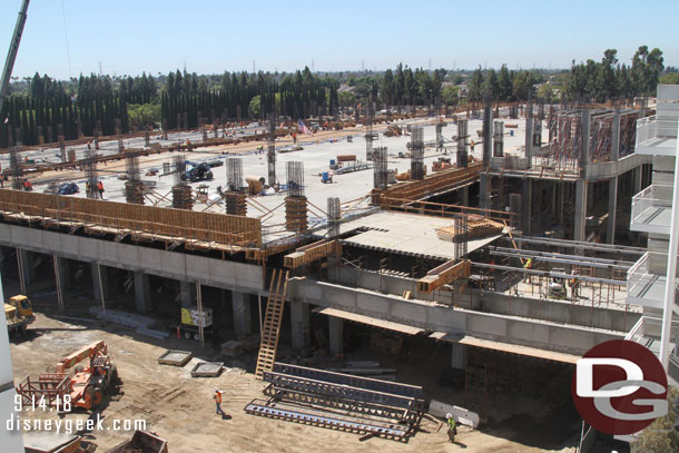 Supports and forms are being erected for the 3rd floor connection to the Mickey and Friends structure.