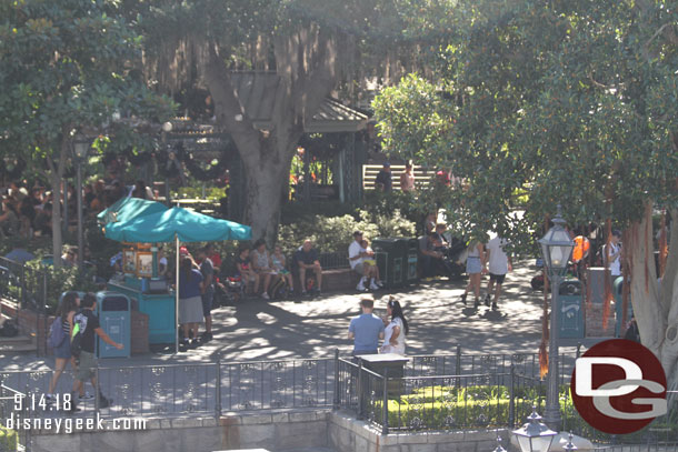 The area of New Orleans Square where a planter was removed recently to open the walkway more.