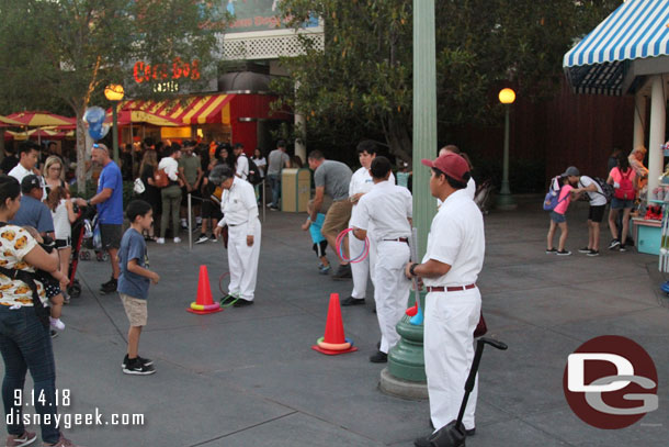 Cast members playing games with guests.