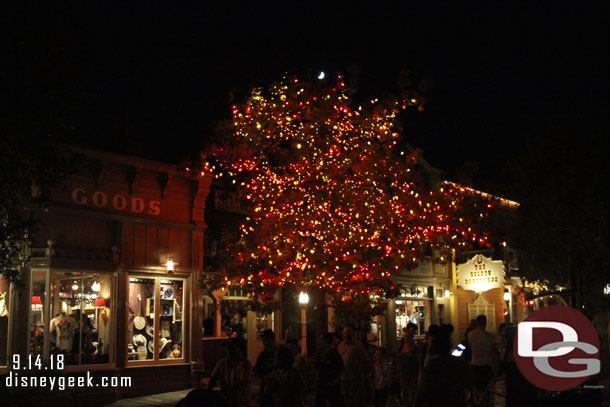 The Halloween Tree at night.