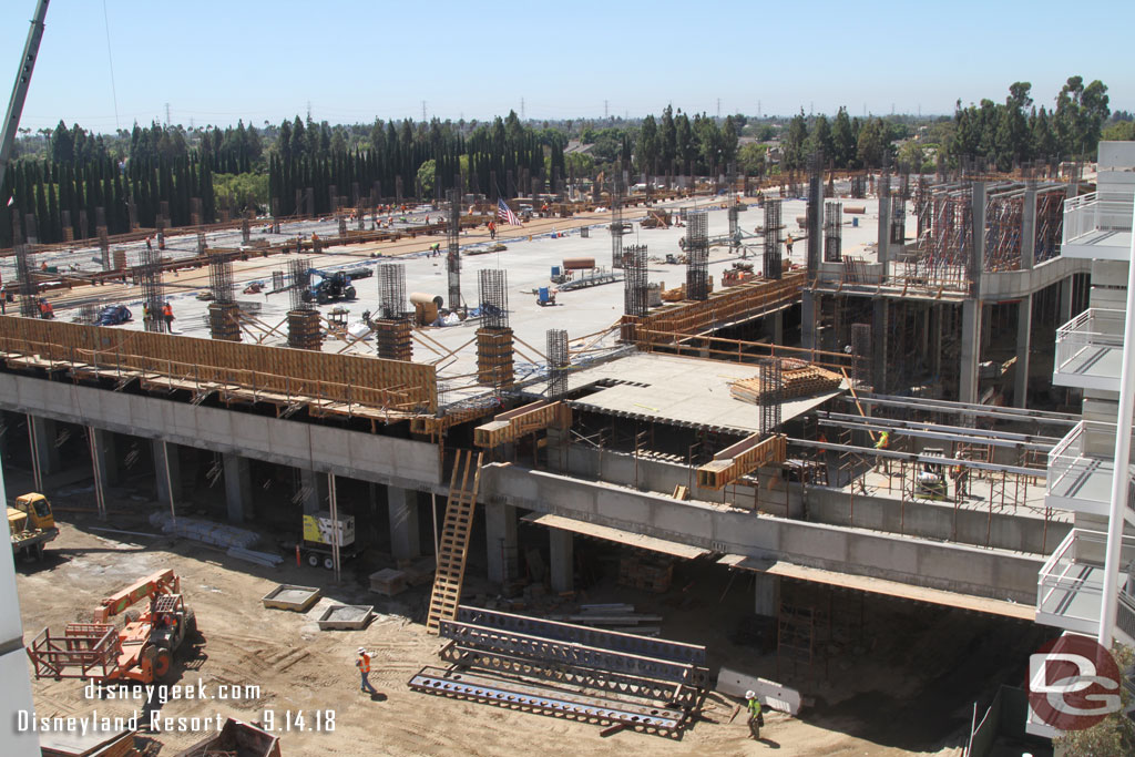 Supports and forms are being erected for the 3rd floor connection to the Mickey and Friends structure.