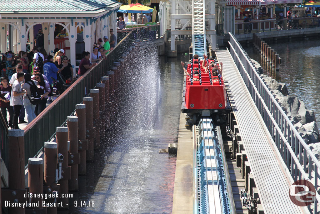 The Incredicoaster launch with the water effect is a nice plus.   It is too bad they could not work out a solution for the guard rail and the walkway to retract again vs always being up.