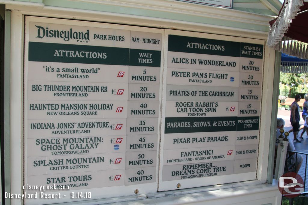 Disneyland wait times at 3:03pm