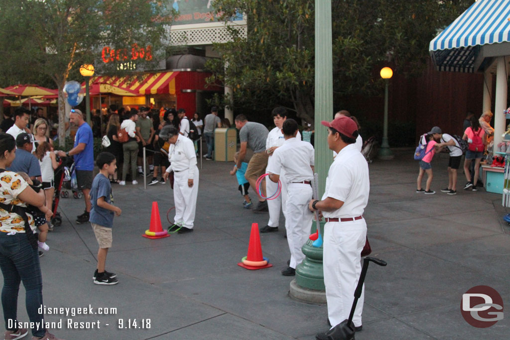 Cast members playing games with guests.