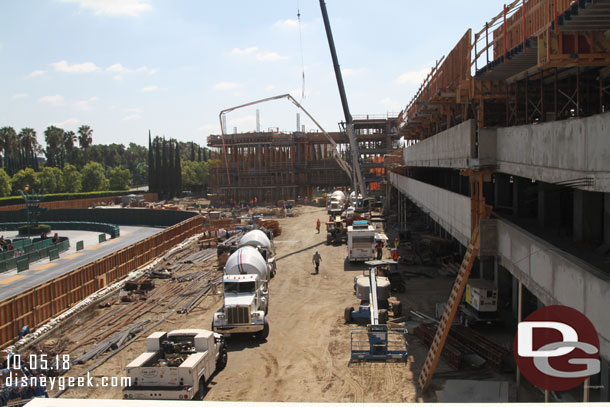 Looking over the tram area and out toward the escalator area for the new structure.