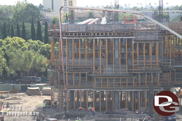 On the top floor column forms waiting to be installed.