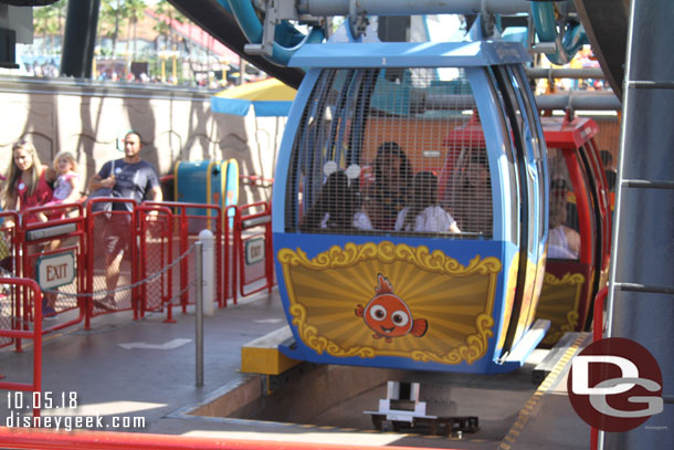 No signs of progress on the Pixar Pal-A-Round.  What appears to be mechanisms to stop the cars from swinging in the station are still there but nothing has changed since I first noticed them several weeks ago.