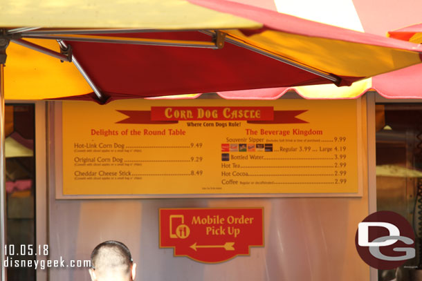 Corn Dog Castle current pricing.