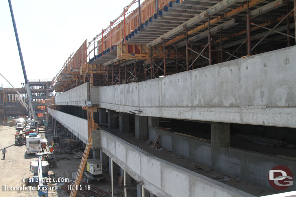 A view of the new garage from the second floor.  Assuming that is the a pedestrian walkway that will be separated from car lanes.