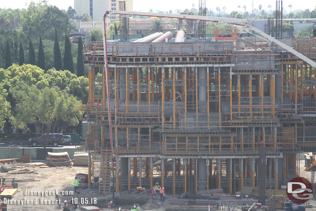 On the top floor column forms waiting to be installed.