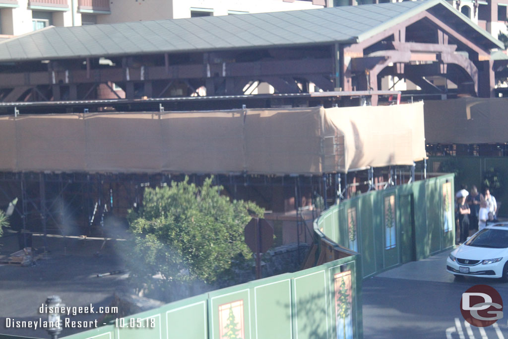 Work continues on the front of the Grand Californian Hotel.