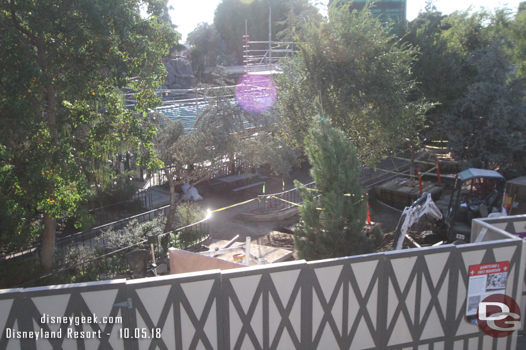 The queue and walkway area is being reconfigured.  Looks like more queue space is being added near the building with some planters being removed and/or shrunk.