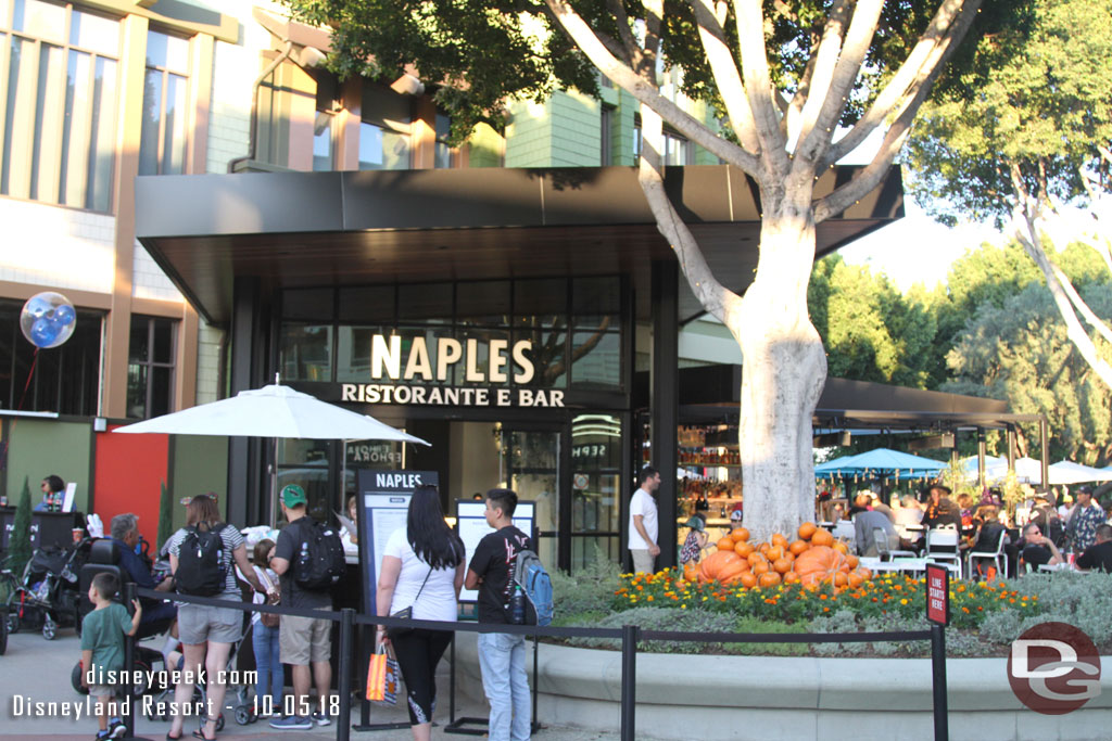 The main entrance to Naples has reopened and the upstairs is open.  The first floor quick service location is still being worked on.