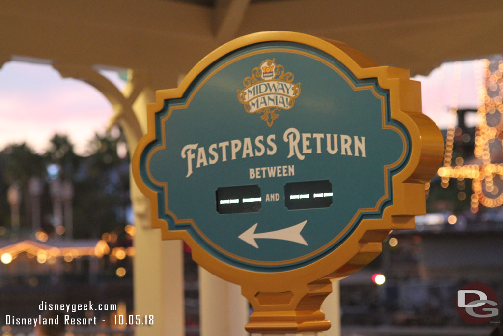 Final FastPass distribution signage is in place for Toy Story and Incredicoaster now.