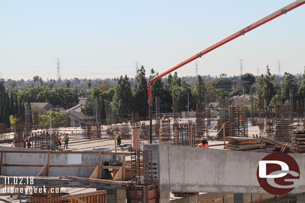 A closer view of the concrete pumper boom