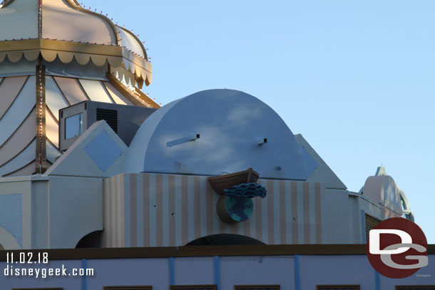 The toy shop sign is removed for the renovation work.