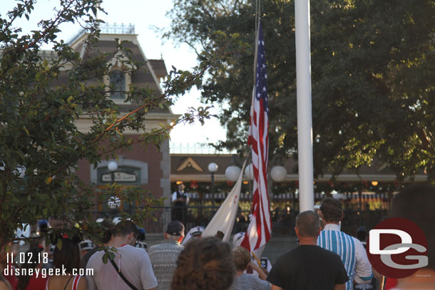 Arrived in Town Square just as the flags were being lowered.