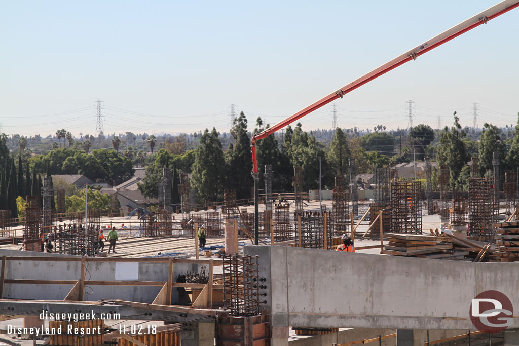 A closer view of the concrete pumper boom